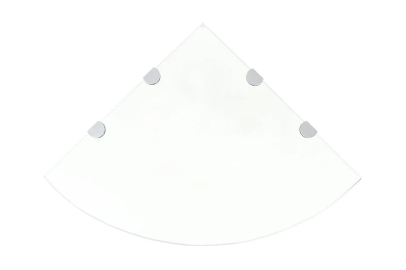 hjørnehylder m. krombeslag 2 stk. 45 x 45 cm hvidt glas - gennemsigtig - Køkkenhylde - Hjørnehylde og hjørnereol