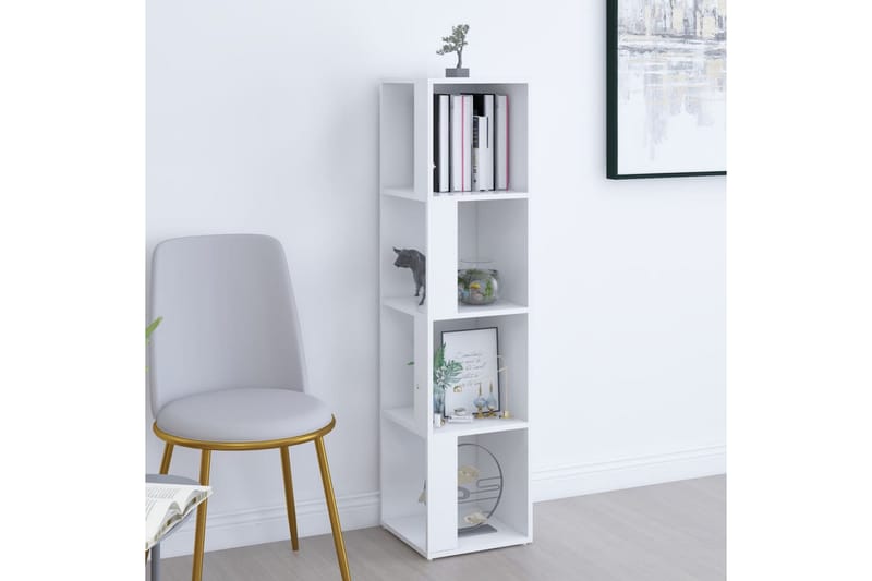 hjørnereol 33x33x132 cm spånplade hvid - Hvid - Opbevaring - Hylder & Reoler - Hjørnehylde og hjørnereol