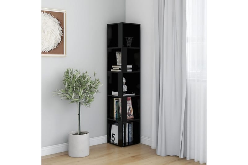 hjørnereol 33x33x164,5 cm spånplade sort - Sort - Opbevaring - Hylder & Reoler - Hjørnehylde og hjørnereol