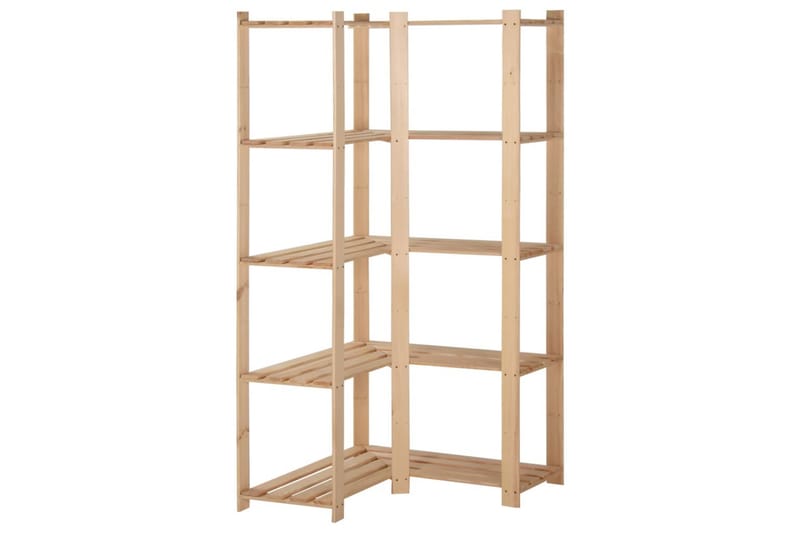 hjørnereol i 5 niveauer 82,5x82,5x170 cm massivt fyrretræ - Brun - Opbevaring - Hylder & Reoler - Hjørnehylde og hjørnereol