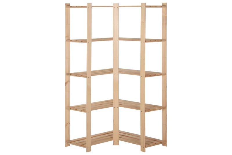 hjørnereol i 5 niveauer 82,5x82,5x170 cm massivt fyrretræ - Brun - Opbevaring - Hylder & Reoler - Hjørnehylde og hjørnereol