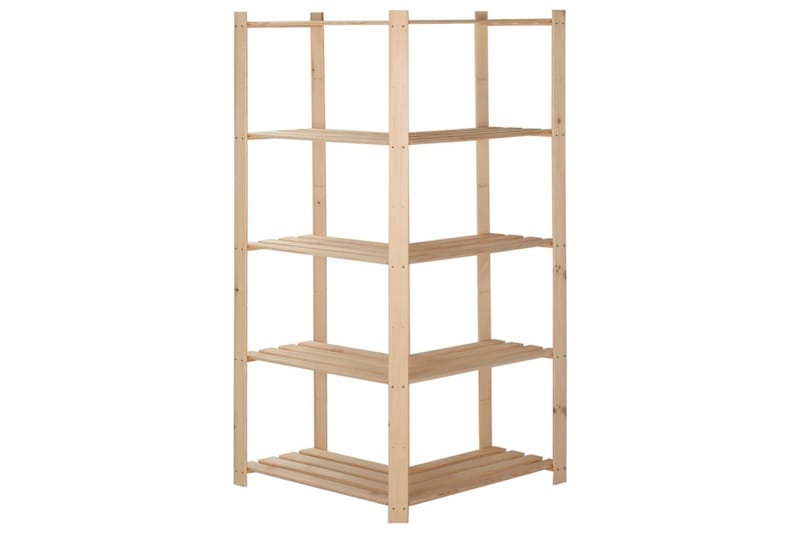 hjørnereol i 5 niveauer 82,5x82,5x170 cm massivt fyrretræ - Brun - Opbevaring - Hylder & Reoler - Hjørnehylde og hjørnereol
