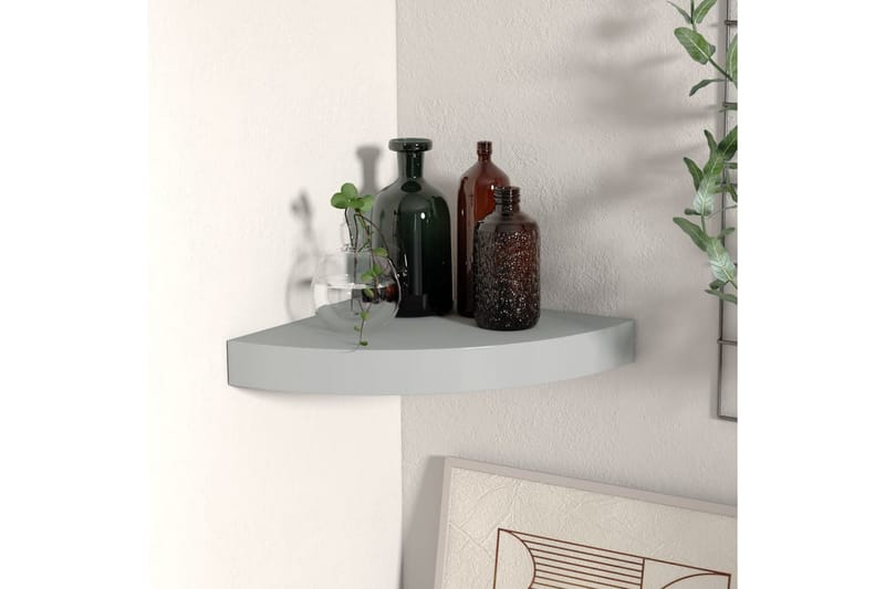 svævehylde til hjørne 25x25x3,8 cm MDF grå - Grå - Opbevaring - Hylder & Reoler - Hjørnehylde og hjørnereol
