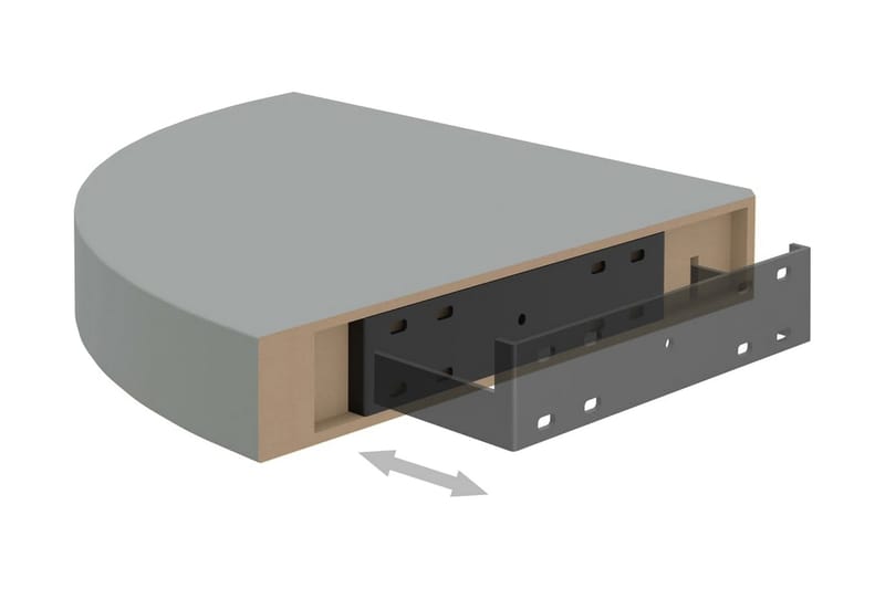 svævehylde til hjørne 25x25x3,8 cm MDF grå - Grå - Opbevaring - Hylder & Reoler - Hjørnehylde og hjørnereol
