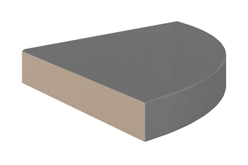 svævehylde til hjørne 25x25x3,8 cm MDF grå højglans - Grå - Opbevaring - Hylder & Reoler - Hjørnehylde og hjørnereol