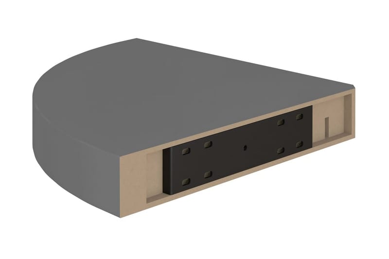 svævehylde til hjørne 25x25x3,8 cm MDF grå højglans - Grå - Opbevaring - Hylder & Reoler - Hjørnehylde og hjørnereol