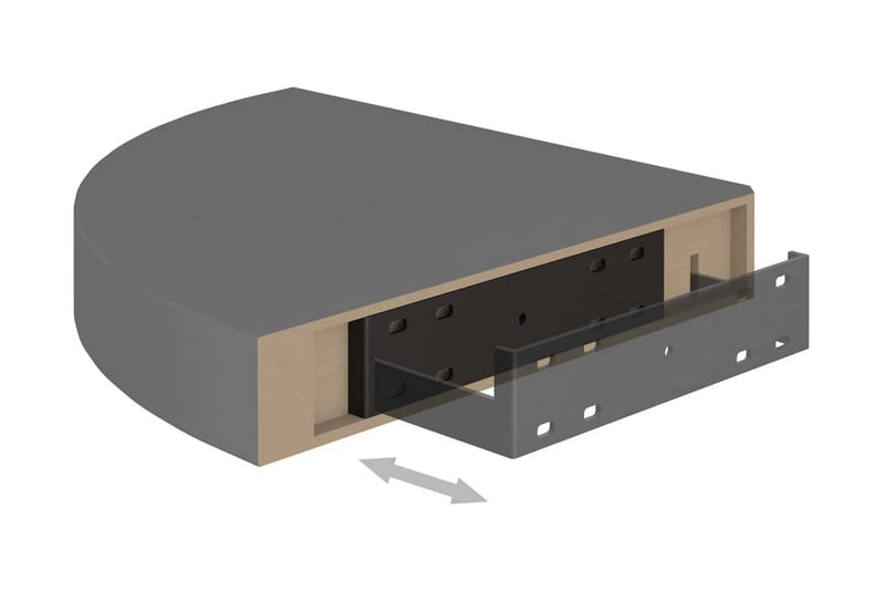 svævehylde til hjørne 25x25x3,8 cm MDF grå højglans - Grå - Opbevaring - Hylder & Reoler - Hjørnehylde og hjørnereol