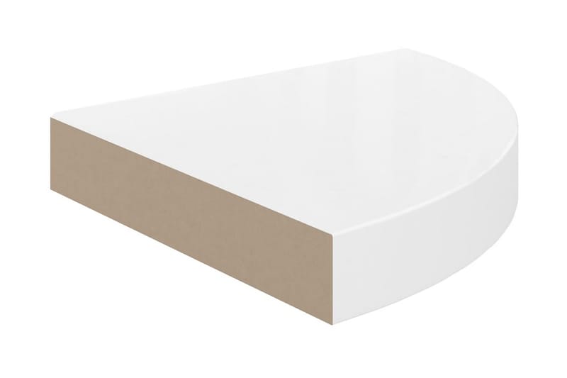 svævehylde til hjørne 25x25x3,8 cm MDF hvid højglans - Hvid - Opbevaring - Hylder & Reoler - Hjørnehylde og hjørnereol