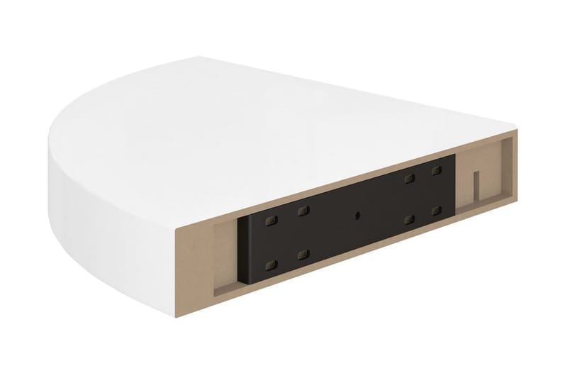 svævehylde til hjørne 25x25x3,8 cm MDF hvid højglans - Hvid - Opbevaring - Hylder & Reoler - Hjørnehylde og hjørnereol