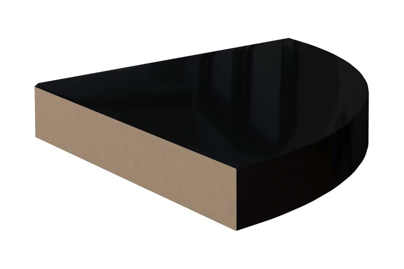 svævehylde til hjørne 25x25x3,8 cm MDF sort højglans - Sort - Køkkenhylde - Hjørnehylde og hjørnereol