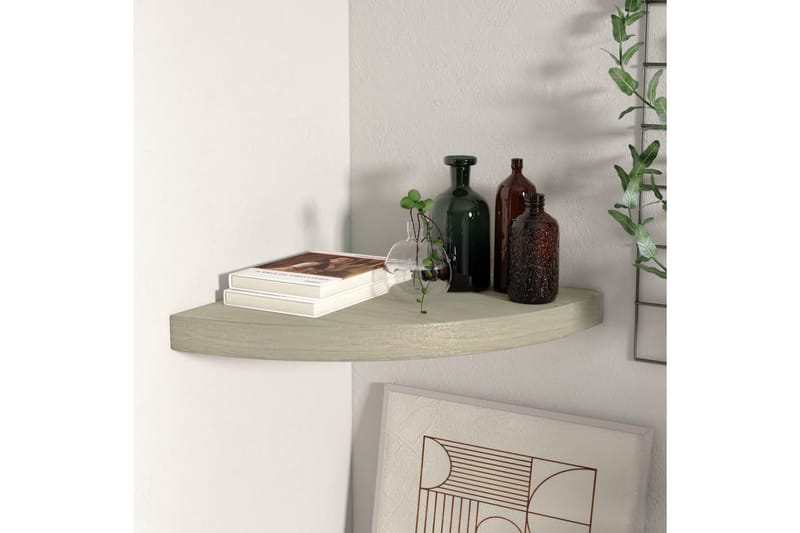 svævehylde til hjørne 35x35x3,8 cm MDF egetræsfarvet - Brun - Opbevaring - Hylder & Reoler - Hjørnehylde og hjørnereol