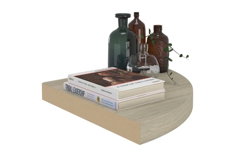 svævehylde til hjørne 35x35x3,8 cm MDF egetræsfarvet - Brun - Opbevaring - Hylder & Reoler - Hjørnehylde og hjørnereol