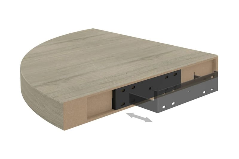 svævehylde til hjørne 35x35x3,8 cm MDF egetræsfarvet - Brun - Opbevaring - Hylder & Reoler - Hjørnehylde og hjørnereol
