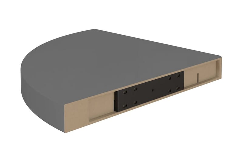 svævehylde til hjørne 35x35x3,8 cm MDF grå højglans - Grå - Opbevaring - Hylder & Reoler - Hjørnehylde og hjørnereol