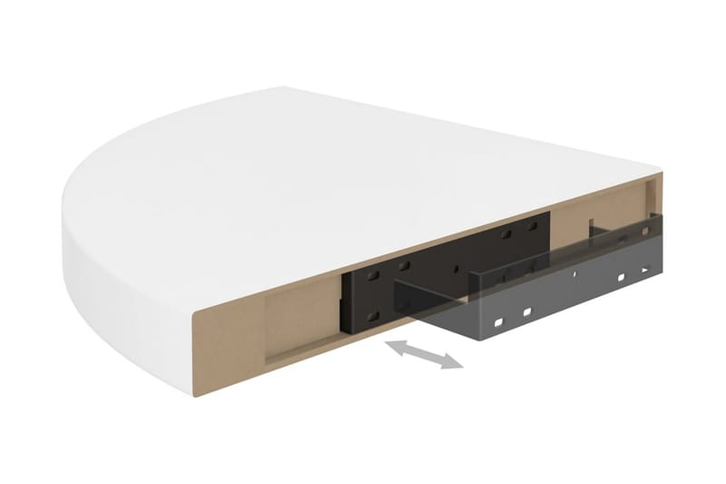 svævehylde til hjørne 35x35x3,8 cm MDF hvid højglans - Hvid - Opbevaring - Hylder & Reoler - Hjørnehylde og hjørnereol