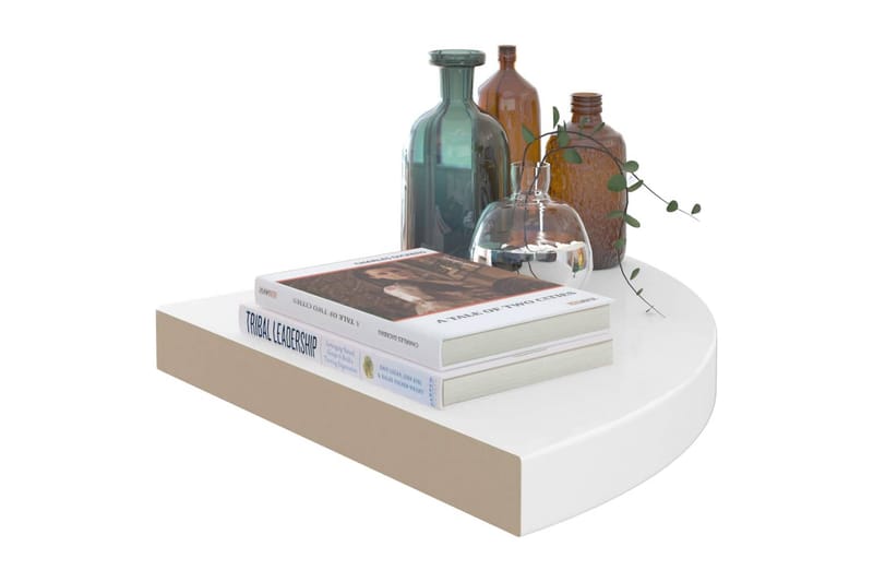 svævehylde til hjørne 35x35x3,8 cm MDF hvid højglans - Hvid - Opbevaring - Hylder & Reoler - Hjørnehylde og hjørnereol