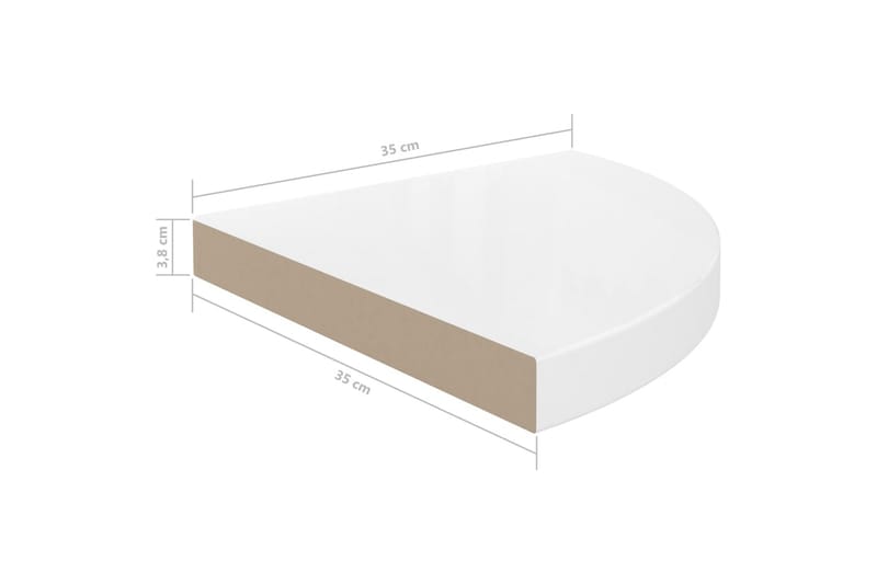 svævehylde til hjørne 35x35x3,8 cm MDF hvid højglans - Hvid - Køkkenhylde - Hjørnehylde og hjørnereol