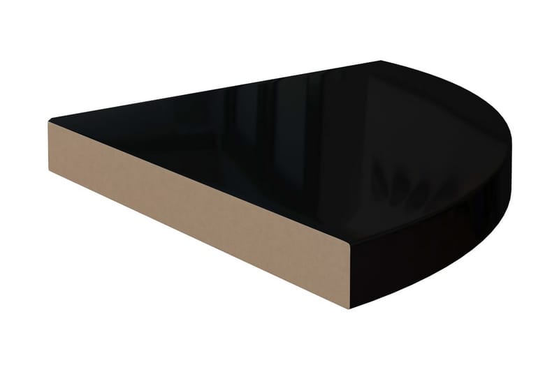 svævehylde til hjørne 35x35x3,8 cm MDF sort højglans - Sort - Køkkenhylde - Hjørnehylde og hjørnereol