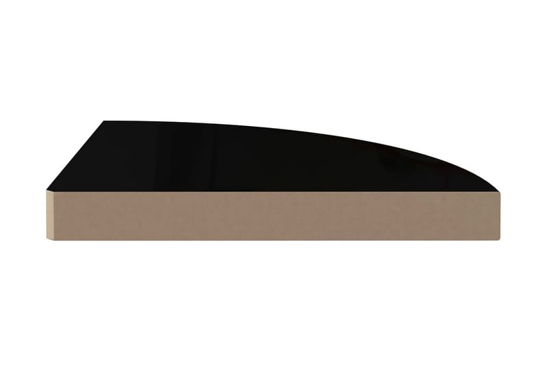 svævehylde til hjørne 35x35x3,8 cm MDF sort højglans - Sort - Køkkenhylde - Hjørnehylde og hjørnereol