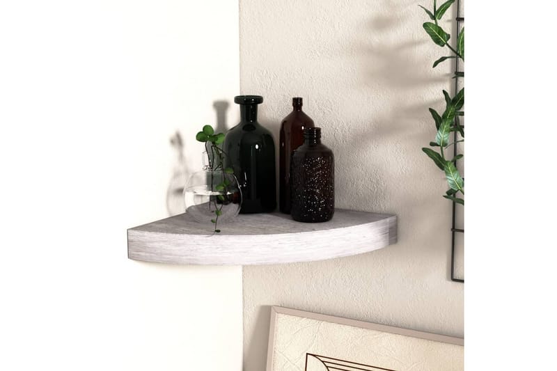 væghængt hjørnehylde 25x25x3,8 cm MDF betongrå - Grå - Opbevaring - Hylder & Reoler - Hjørnehylde og hjørnereol