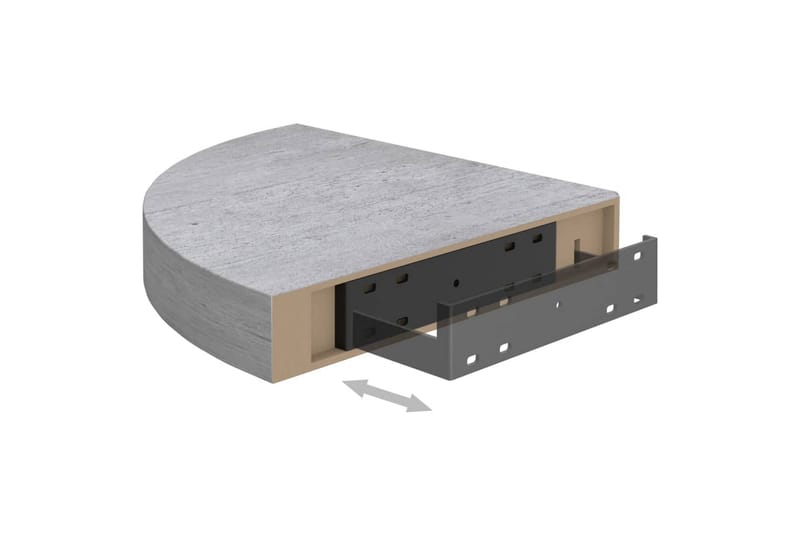 væghængt hjørnehylde 25x25x3,8 cm MDF betongrå - Grå - Opbevaring - Hylder & Reoler - Hjørnehylde og hjørnereol