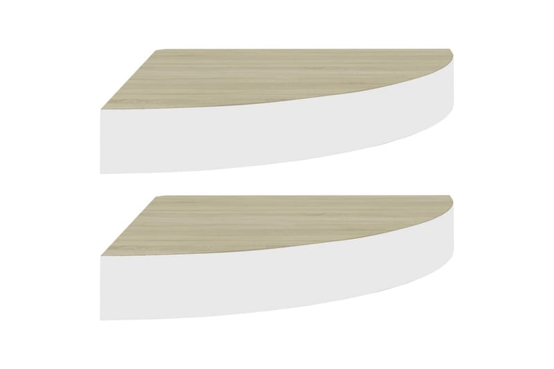 væghængte hjørnehylder 2 stk. 25x25x3,8 cm MDF egetræ & hvid - Hvid - Opbevaring - Hylder & Reoler - Hjørnehylde og hjørnereol