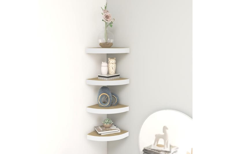 væghylde til hjørne 4 stk. 25x25x3,8 cm MDF - Hvid - Opbevaring - Hylder & Reoler - Hjørnehylde og hjørnereol