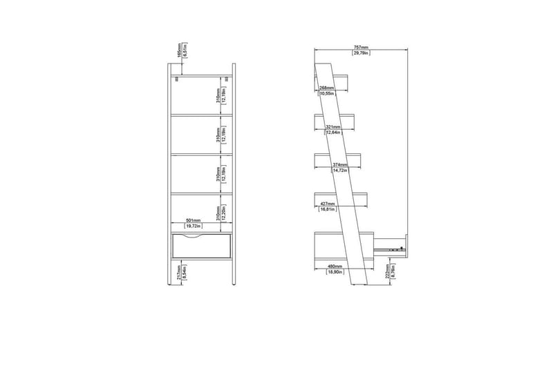 Hostafranc Reol 180 cm - Natur - Opbevaring - Hylder & Reoler - Bogreol
