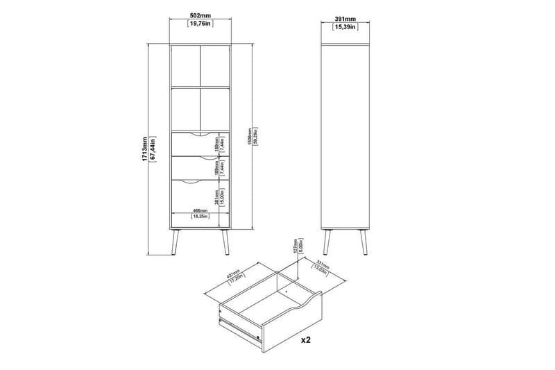 Hostafranc Reol 50,2 cm - Hvid - Opbevaring - Hylder & Reoler - Bogreol