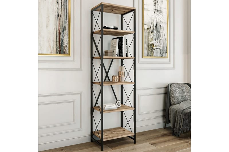 Hylder Bogreol Suadiye Atlantic Pine / Sort Gråfarvet træ, sort - Opbevaring - Hylder & Reoler - Bogreol