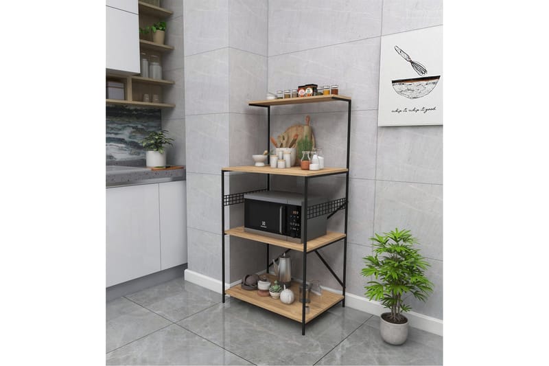 Fritstående hyldeplan Cartin Køkkenhylde 45x60 cm Natur, Sort - Opbevaring - Hylder & Reoler - Hylder & hyldeknægte