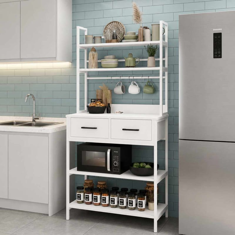 Køkkenhylde Hanah Home Frame (82 x 169 x 39 cm) Hvid - Hvid - Opbevaring - Hylder & Reoler - Hylder & hyldeknægte
