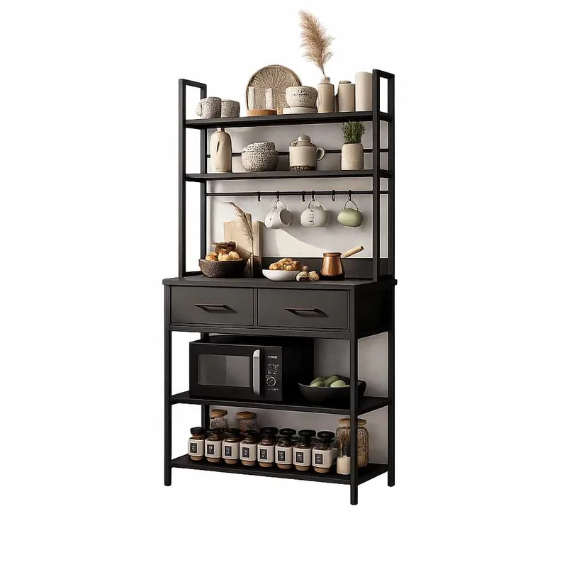 Køkkenhylde Hanah Home Frame (82 x 169 x 39 cm) Sort, Sort
