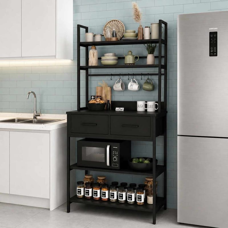 Køkkenhylde Hanah Home Frame (82 x 169 x 39 cm) Sort - Sort - Opbevaring - Hylder & Reoler - Hylder & hyldeknægte