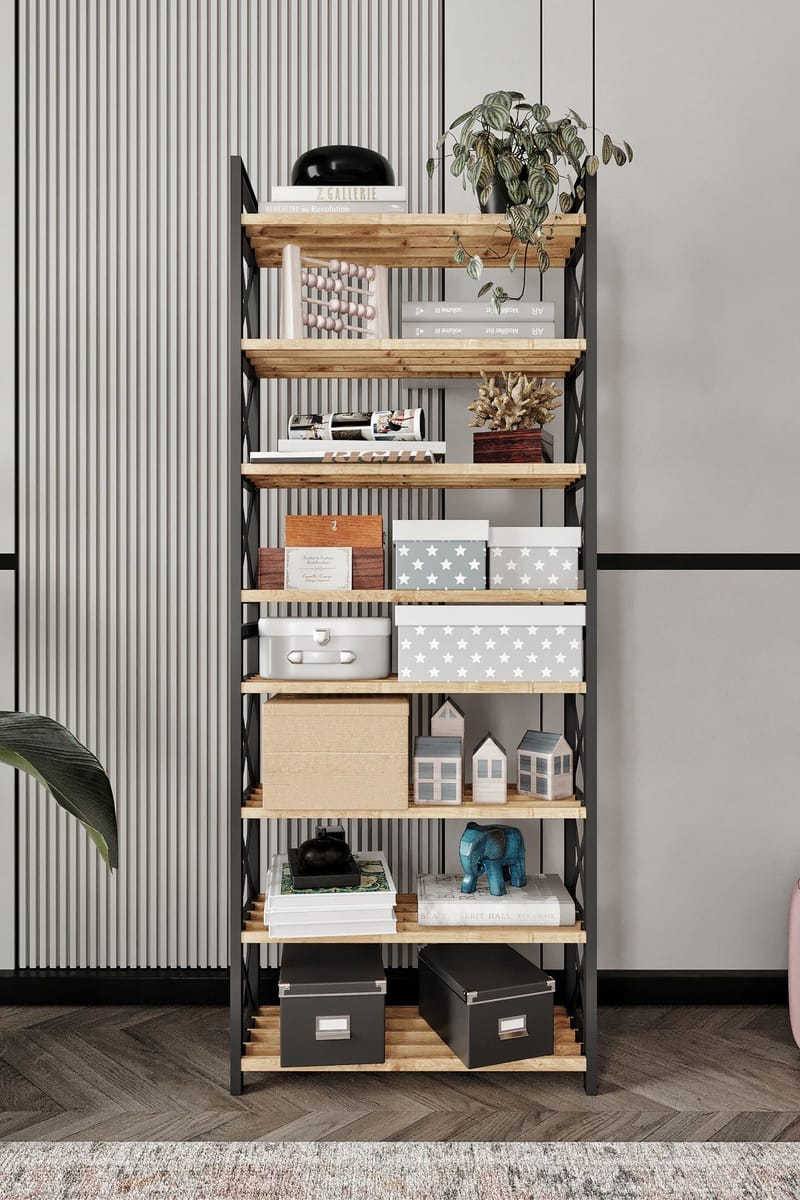 Lekora Multifunktionshylde 128 cm - Sort - Opbevaring - Hylder & Reoler - Hylder & hyldeknægte