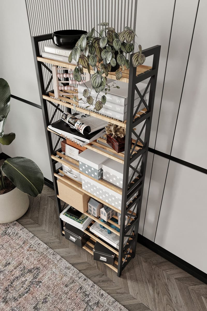 Lekora Multifunktionshylde 128 cm - Sort - Opbevaring - Hylder & Reoler - Hylder & hyldeknægte