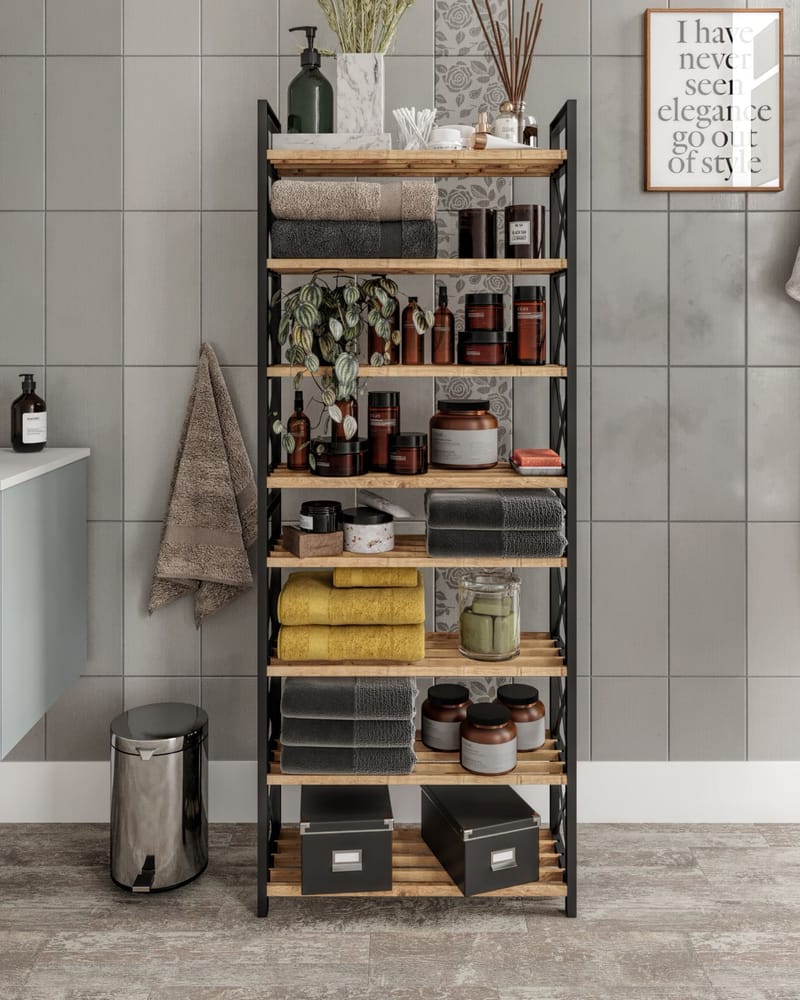 Lekora Multifunktionshylde 128 cm - Sort - Opbevaring - Hylder & Reoler - Hylder & hyldeknægte