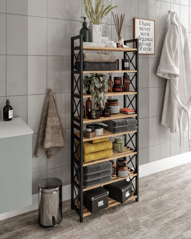 Lekora Multifunktionshylde 128 cm - Sort - Opbevaring - Hylder & Reoler - Hylder & hyldeknægte