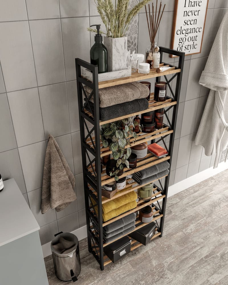 Lekora Multifunktionshylde 128 cm - Sort - Opbevaring - Hylder & Reoler - Hylder & hyldeknægte