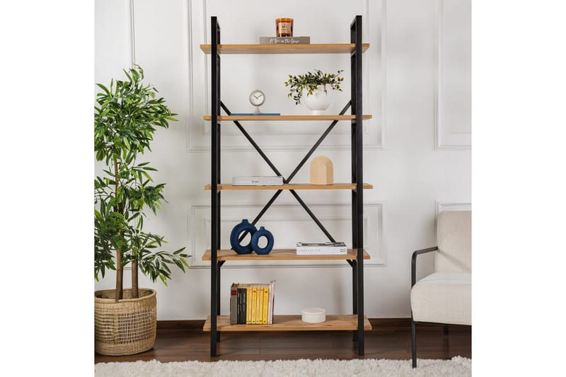 Møbler Nordure Bogreol Haruka Sort,Beige - Opbevaring - Hylder & Reoler - Bogreol