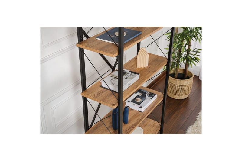 Møbler Nordure Bogreol Haruka Sort,Beige - Opbevaring - Hylder & Reoler - Bogreol