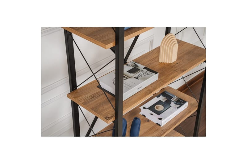 Møbler Nordure Bogreol Haruka Sort,Beige - Opbevaring - Hylder & Reoler - Bogreol
