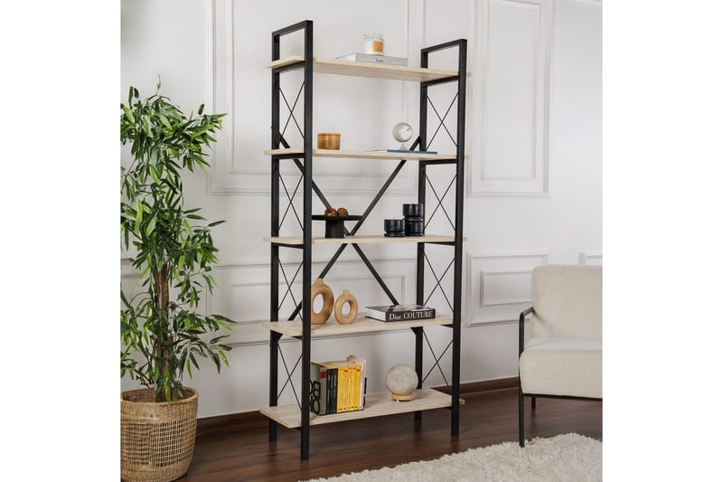 Møbler Nordure Bogreol Haruka Taupe,Sort - Opbevaring - Hylder & Reoler - Bogreol