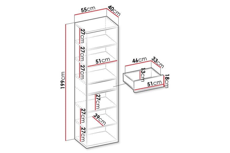 Metropolitan Bogreol 55x40 cm - Brun/Hvid/Lysgrå/Sort - Opbevaring - Hylder & Reoler - Bogreol