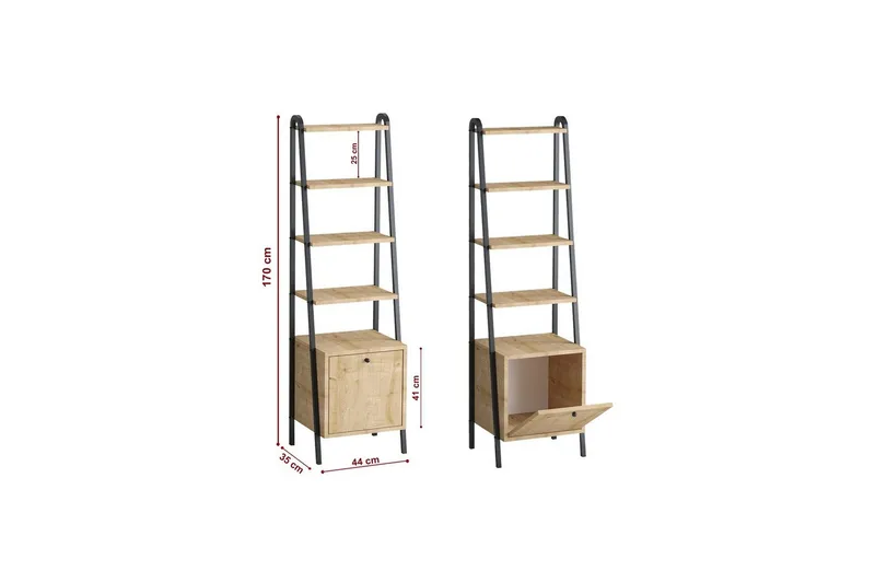 Monaia Bogreol 44 cm - Eg/Sort - Opbevaring - Hylder & Reoler - Bogreol