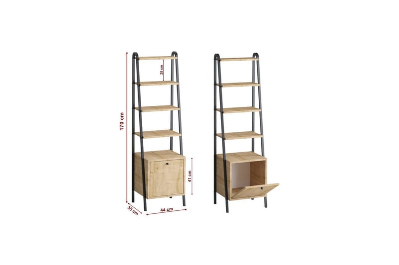 Monaia Bogreol 44 cm - Eg/Sort - Opbevaring - Hylder & Reoler - Bogreol