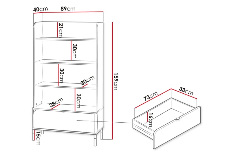 Monfort Bogreol 89x40 cm - Beige - Opbevaring - Hylder & Reoler - Bogreol