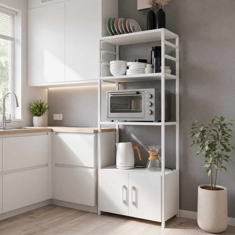 Multifunktionshylde Hanah Home Modu (56 x 138 x 30 cm) Hvid - Hvid - Opbevaring - Hylder & Reoler - Hylder & hyldeknægte
