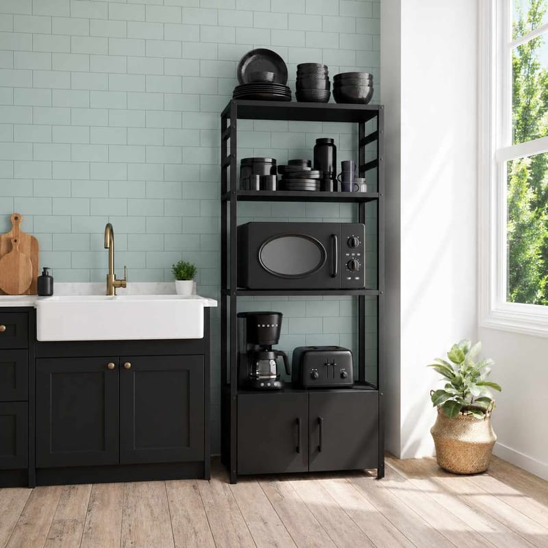Multifunktionshylde Hanah Home Modu (56 x 138 x 30 cm) Sort - Sort - Opbevaring - Hylder & Reoler - Hylder & hyldeknægte