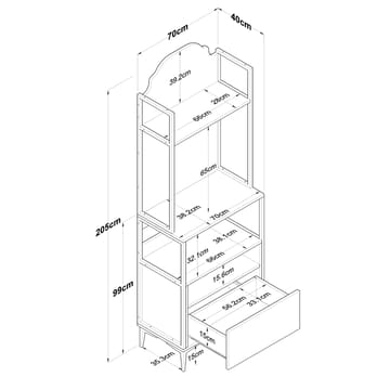 Multifunktionsskab Wallxpert Gala Hylde (70 x 205 x 40 cm) Hvid - Hvid - Opbevaring - Hylder & Reoler - Reolsystem
